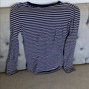 Navy blue and white stripped shirt